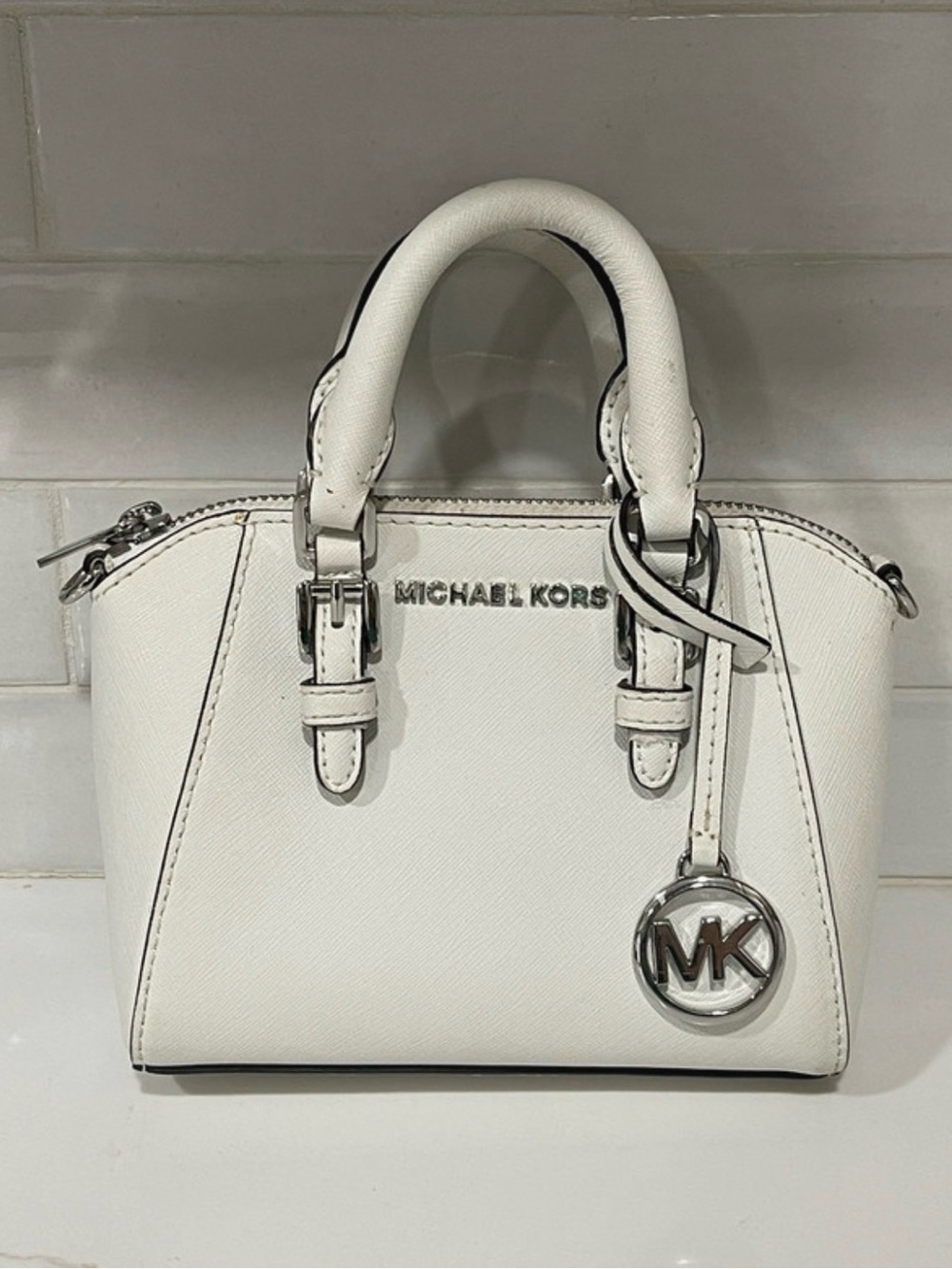 Michael Kors White Saffiano Leather Handbag